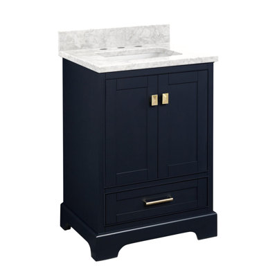 Quen 24" Freestanding Single Basin Vanity Set with Cabinet, Vanity Top