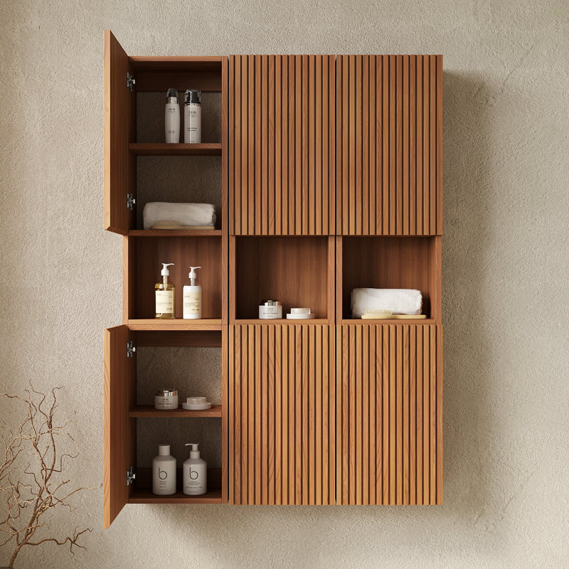 41" Bathroom Wall Mounted Cabinet, Composed Of 6 Cabinets With Doors, Can Be Used In Combination Or Individually, Suitable For Bathroom, Living Room, And Laundry
