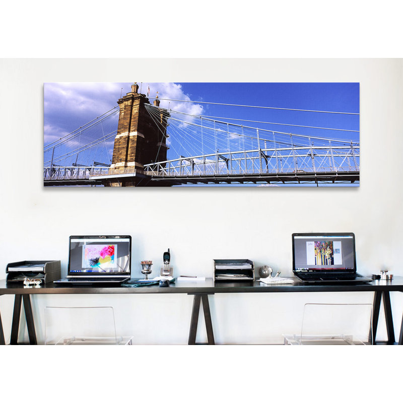 « john a. roebling suspension bridge cincinnati, ohio », reproduction de photo sur toile, H 24 po x l 72 po x P 1,5 po