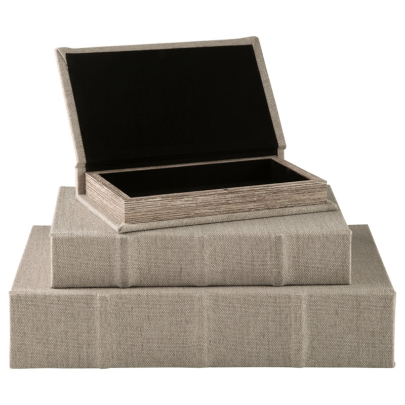 Kepir 3 Piece Fabric Book Box Set, Natural