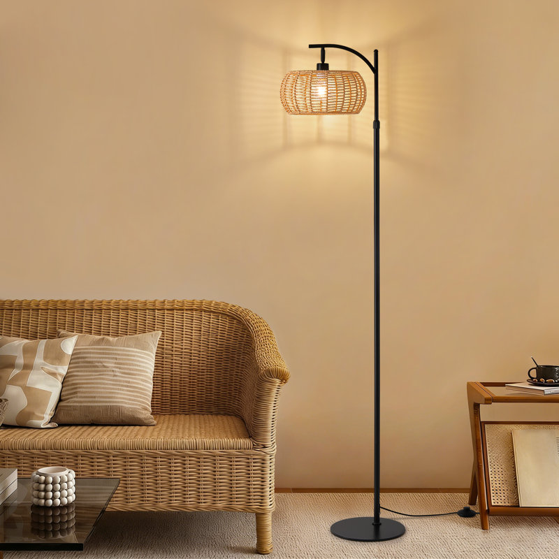 71'' Arched/Arc Rattan Floor Lamp