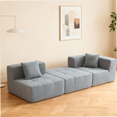 Boneless Modern Modular Sectional Single Sofa Couch Single Square Sofa Modern Armless Floor Sofa Couch Accent Armless Chair With Removable Back Cushion For Living Room, Apartment