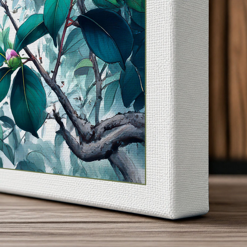 Study in Pink Botanical 1 Piece Wrapped Canvas Wall Art, 30x20 - 76.2 x 50.8 cm, White Border