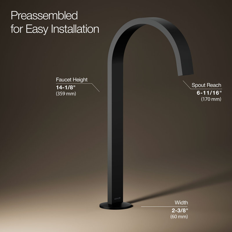 Components Bathroom Sink Spout With Ribbon Design, Matte Black