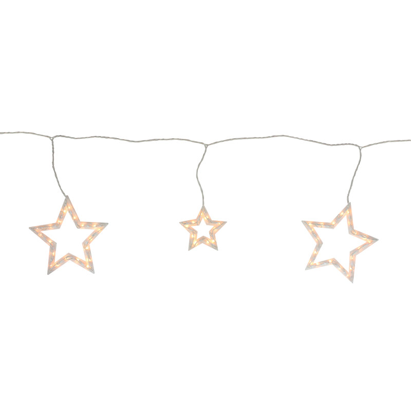 6ct Clear Star Shaped Icicle Christmas Lights - 9 ft White Wire