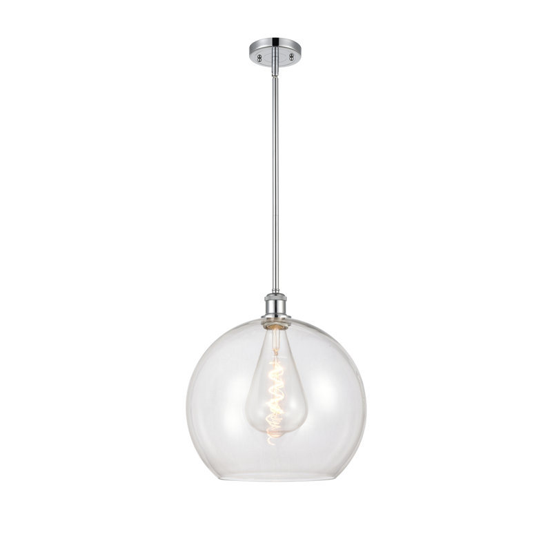 Luminaire suspendu sphère 1 lumière Cindi, H 16,38 po x l 13,75 po x P 13,75 po, Transparent, Chrome poli