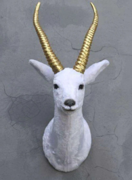 Jaliene White Gazelle Head Life Size Statue