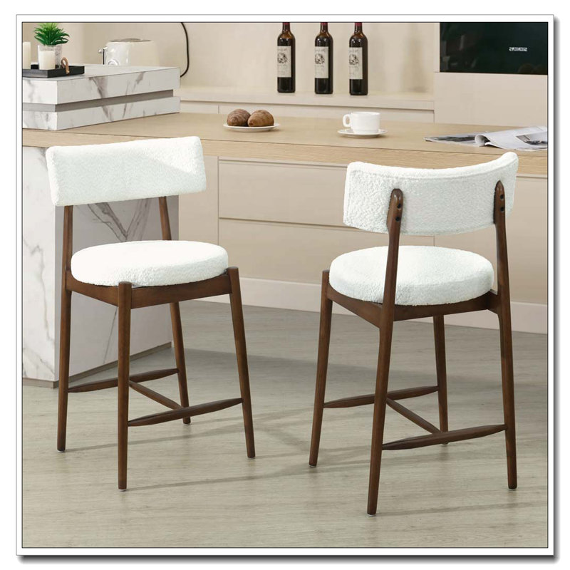 Tabouret de bar rembourré Boucle, Noyer