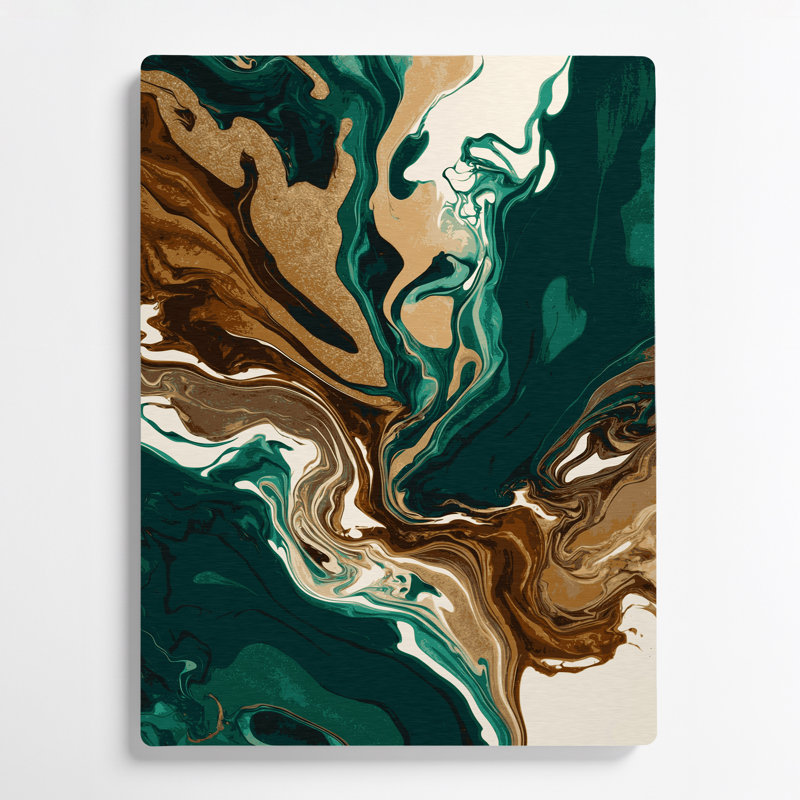 Abstrait art fluide vert 84, H 11 po x l 14 po