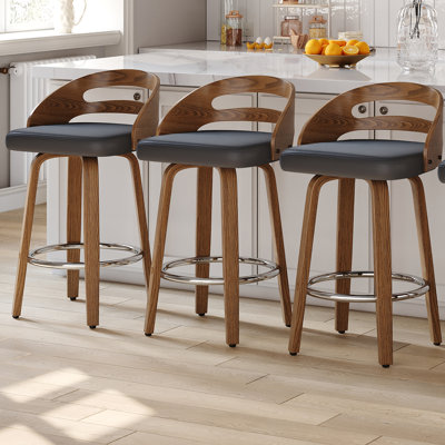 Ensemble de 3 tabourets de comptoir pivotants rembourrés Mahtab