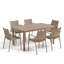 EBEN 140 Dining Table Taupe with 6 LYRA Armchair Taupe Set