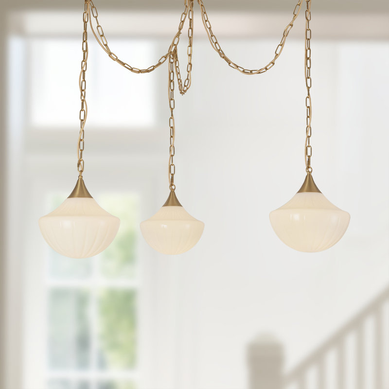 Luminaire suspendu 3 lumières Farrah, Doré