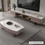 Table basse en acier inoxydable et blanc-997180287