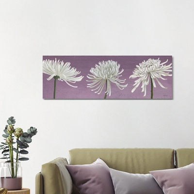 Morning Chrysanthemums V Lavender by Kathrine Lovell - 1 Piece Wrapped Canvas Panoramic Wall Art