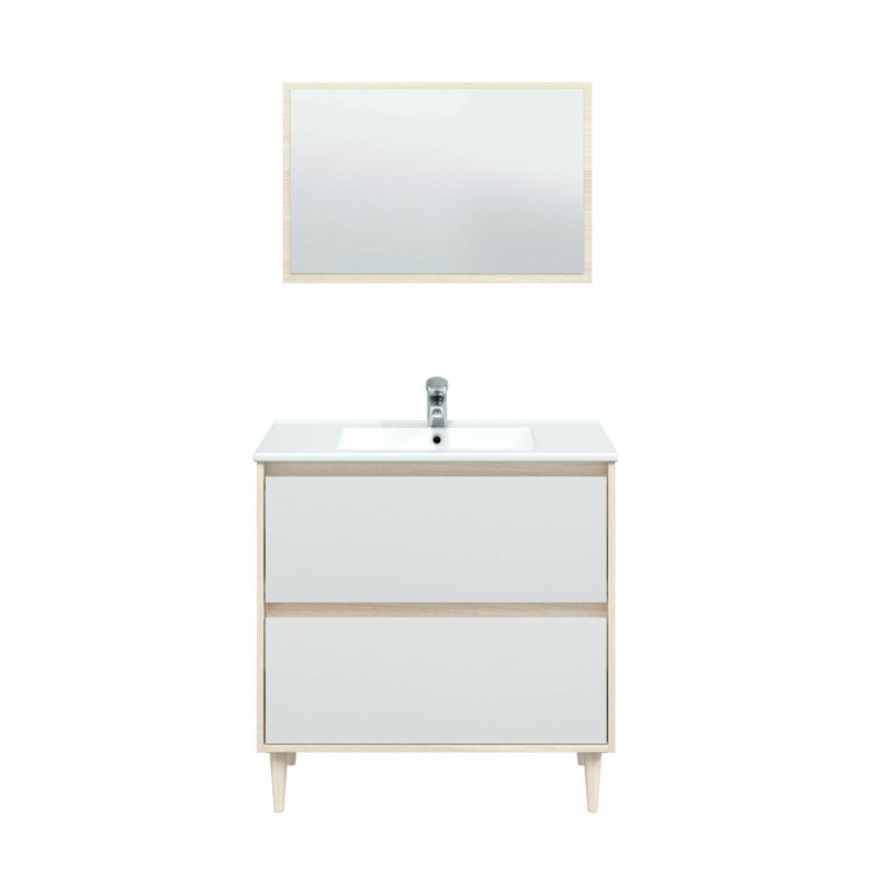 80mm Bathroom Vanity with Basin, Oak/White