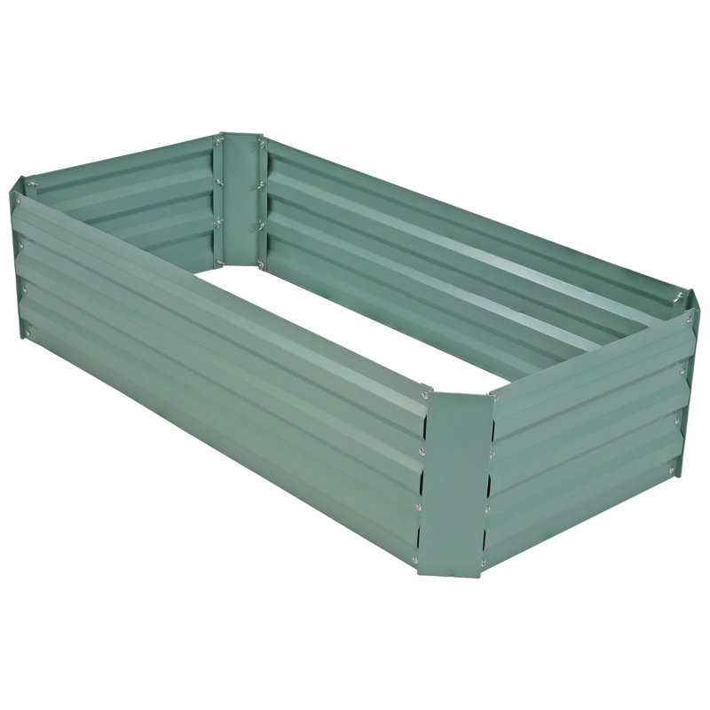 Rondrick Galvanized Steel Outdoor Raised Garden Bed - Green - 4' W x 2' D x 1' H, Green, 12" H x 47" W x 23" D