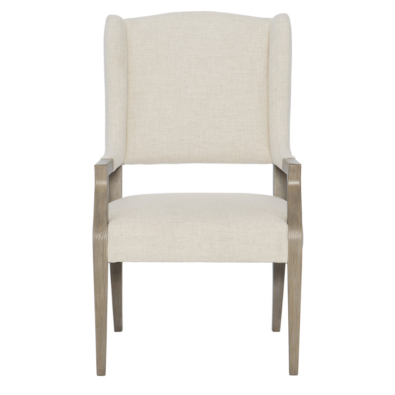 Handcrafted White Sandstone Wood Dining Arm Chair