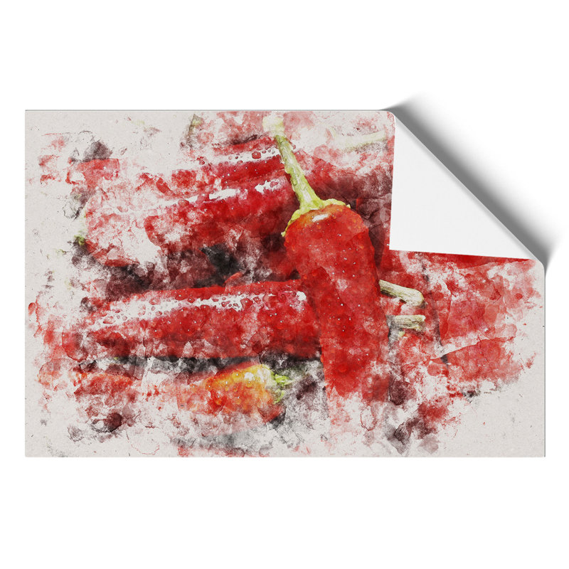 Red Chilli Peppers Watercolour - Frameless Print, 59cm H x 84cm W x 0.1cm D