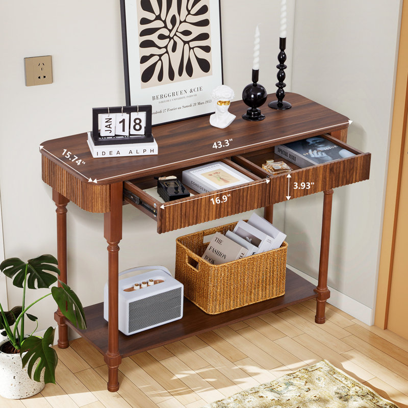 Console 43,31 po, Noyer, H 31,49 po x l 43,3 po x P 15,74 po