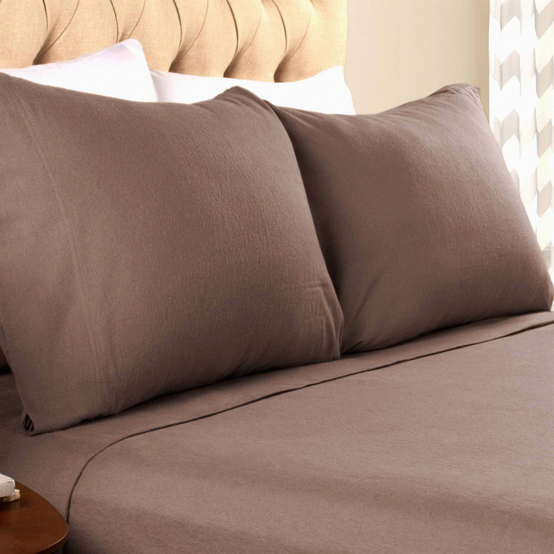SoftFlannel Cotton Pillowcase Set - 2 Pack Grey Pillow Covers, Modern Traditional Bedding Set, Breathable Plush Bedroom Accent