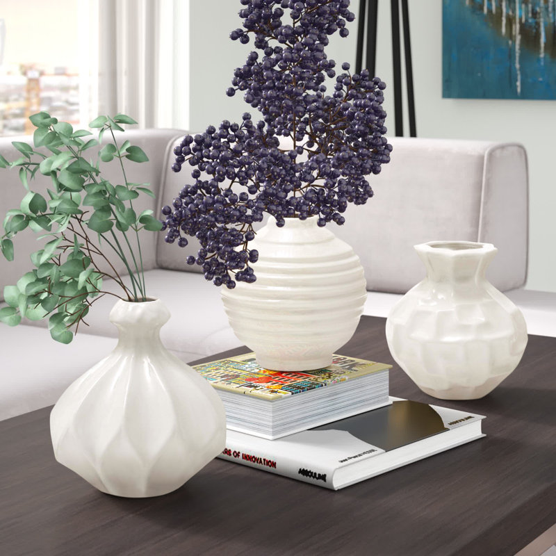 Baltz Stoneware Table Vase, White