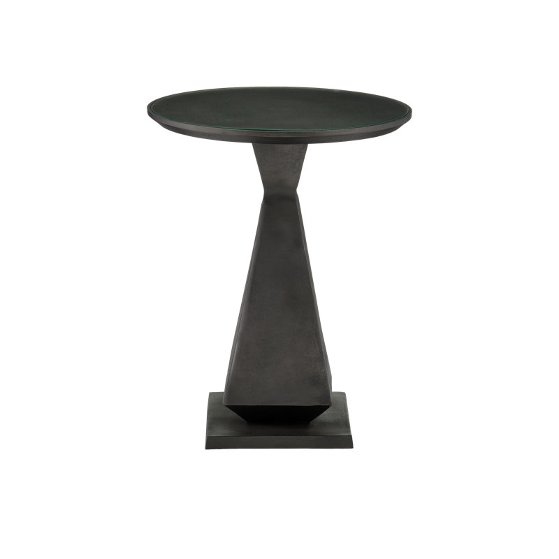 Graphite and Clear Round Glass Accent Table