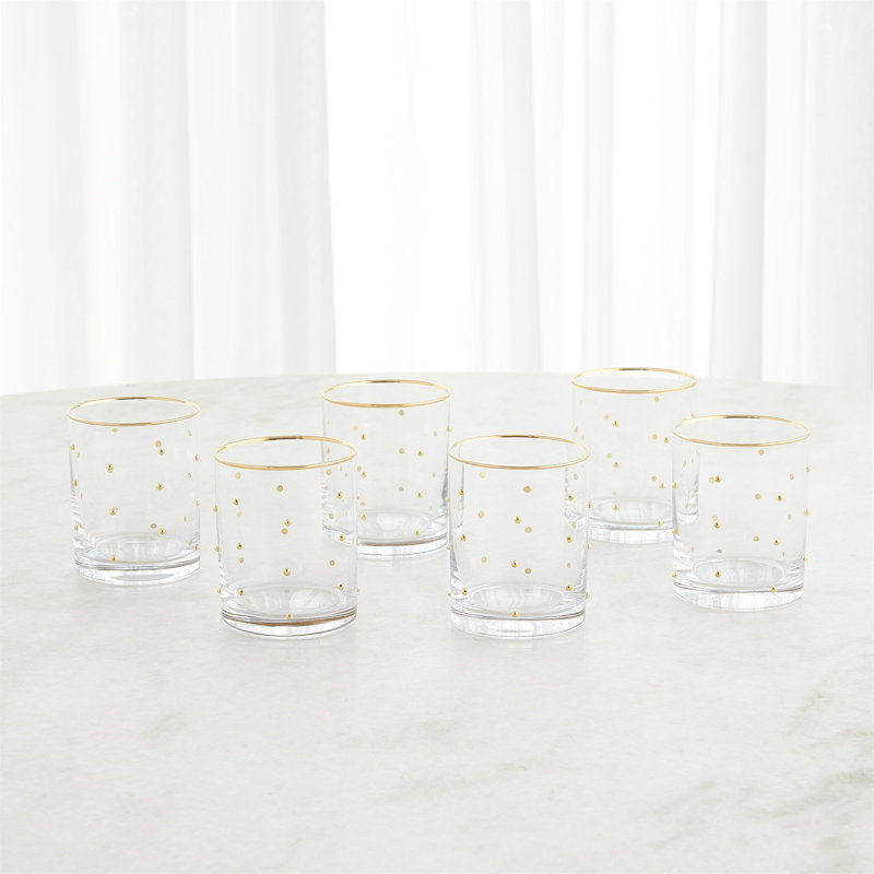 Verres S / 6 Celebration DOF - transparent avec pois dorés