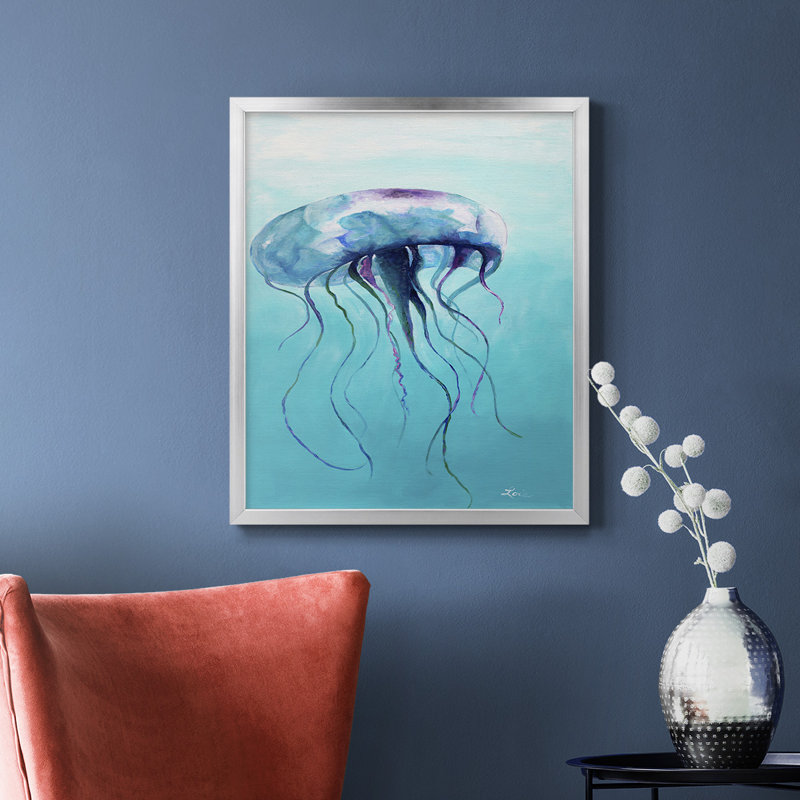 Méduse sur toile de qualité supérieure - prête à être accrochée, Argent, H 20 po x l 16 po