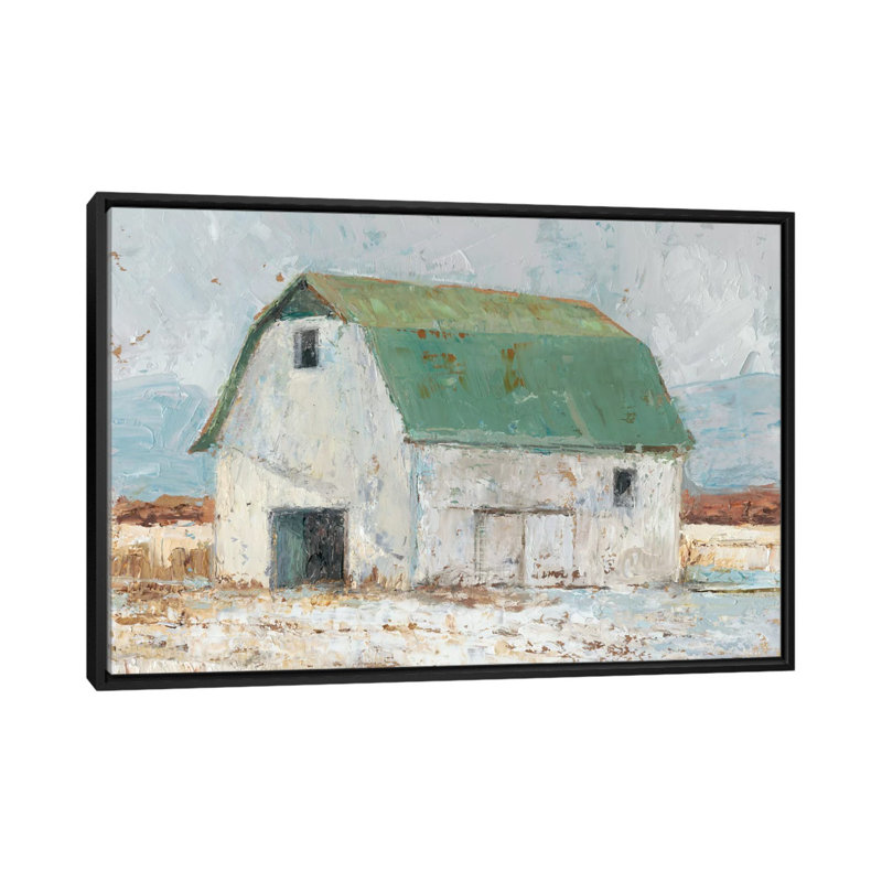 « grange ii », reproduction sur toile, H 18 po x l 26 po x P 1,5 po, Toile avec cadre noir, Pas de tapis