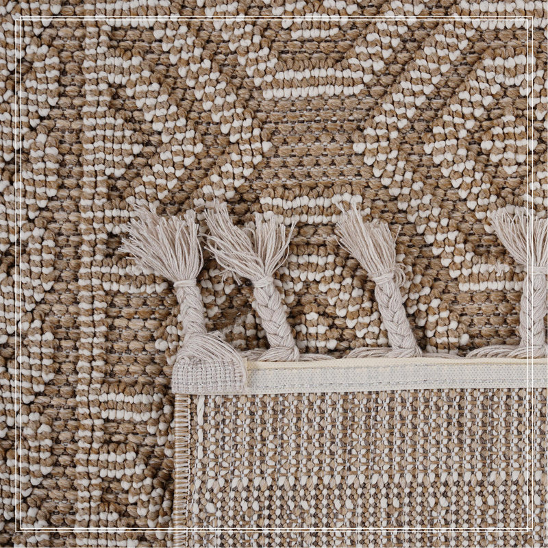 Mocha /Geometric Indoor/Outdoor Area Rug, Rectangle 4' x 6'2"