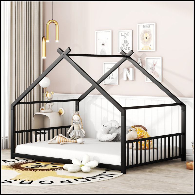 Lit en métal robuste pour enfants, conçu pour offrir un espace de jeu et de sommeil confortable, sécuritaire et durable.