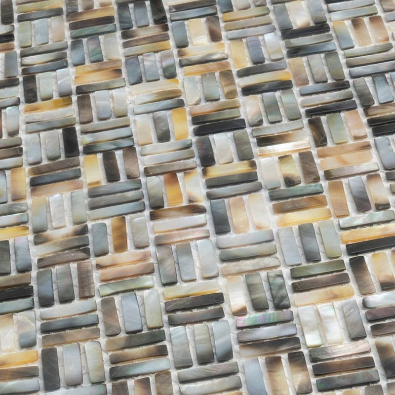 Sea Kiss 0.2 in. x 0.8 in. Basketweave Polished Tile