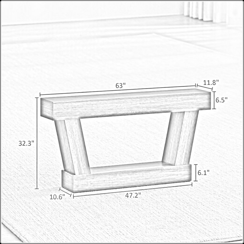 Console rétro 63 "avec tablette de rangement, Brun, Brown, Brun