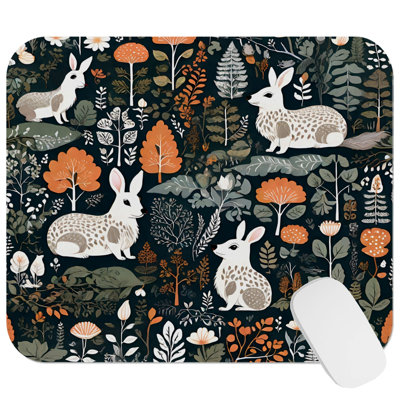 Animals Rabbit Garden Farm Animals Rabbits Scandinavian Gaming Cute Office Laptop Desk Pad Gift Mat Square Rectangle Non-Slip Mousepad