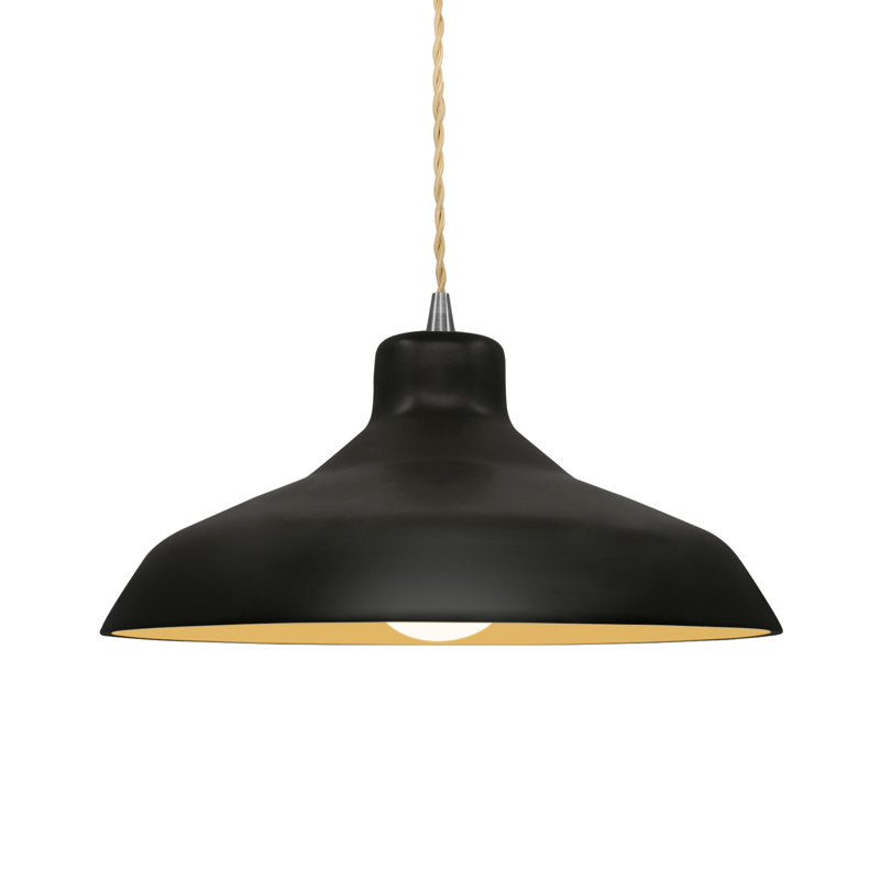 Fallon - Light Dome Pendant, 6.25" H x 13.5" W x 13.5" D, Carbon Matte Black/Champagne Gold, Brushed Nickel