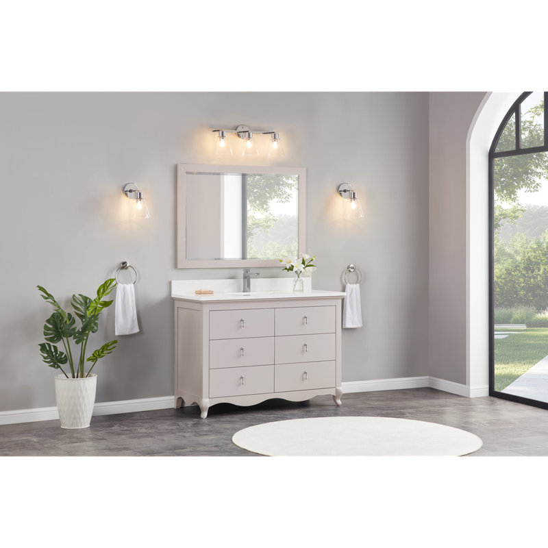 48" Solid Wood Sink Vanity  With 1' Artificial Stone Top, Dreamy White