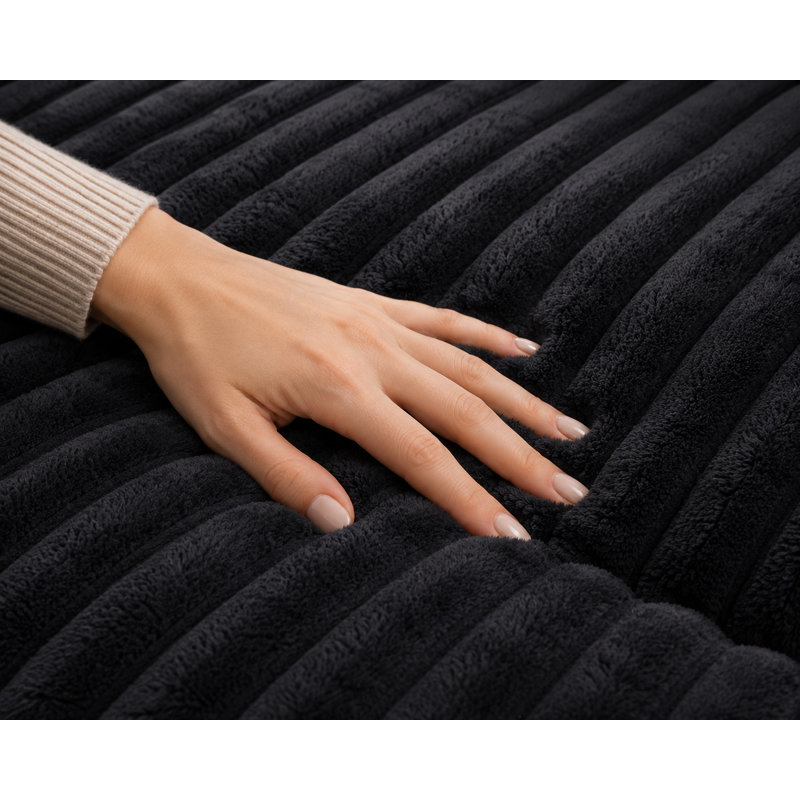 Canapé modulaire réversible Vega en fausse fourrure, Similifourrure noire