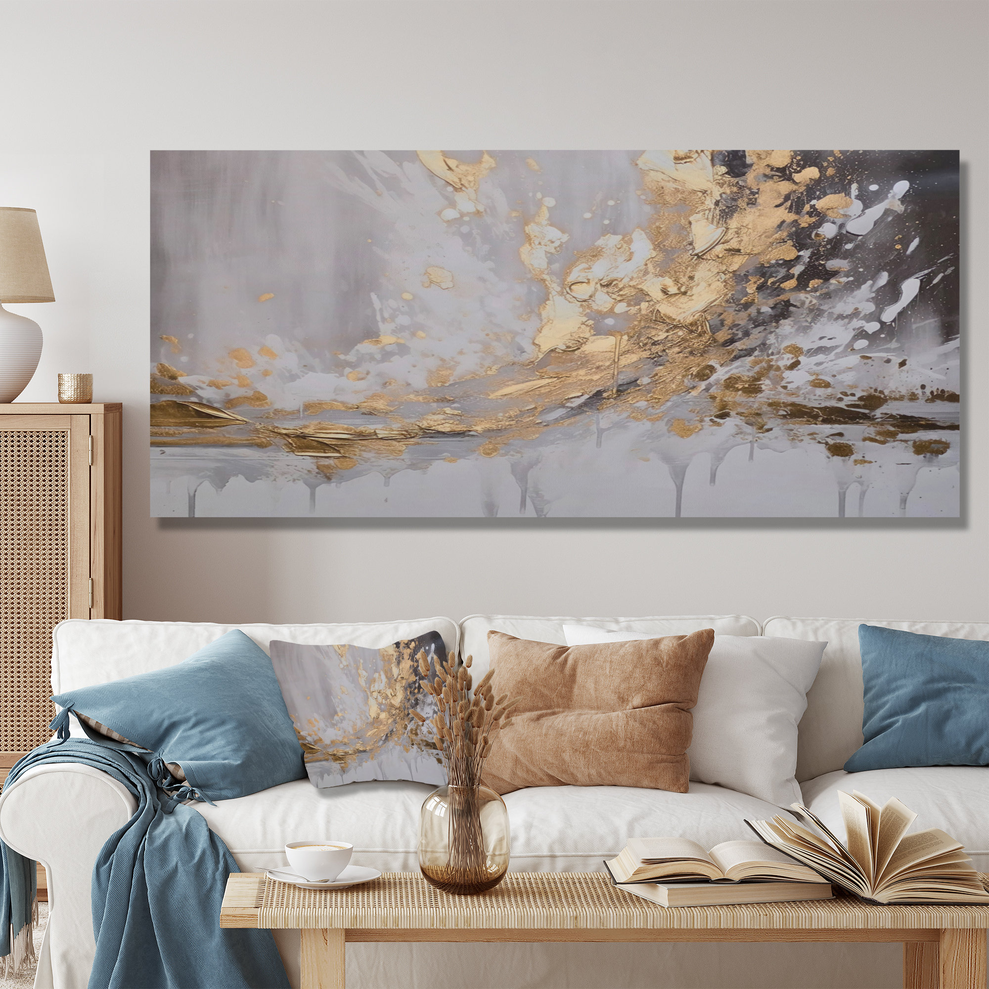 Willa Arlo™ Interiors Gold and White Colliding Abstract - Abstract Wall ...