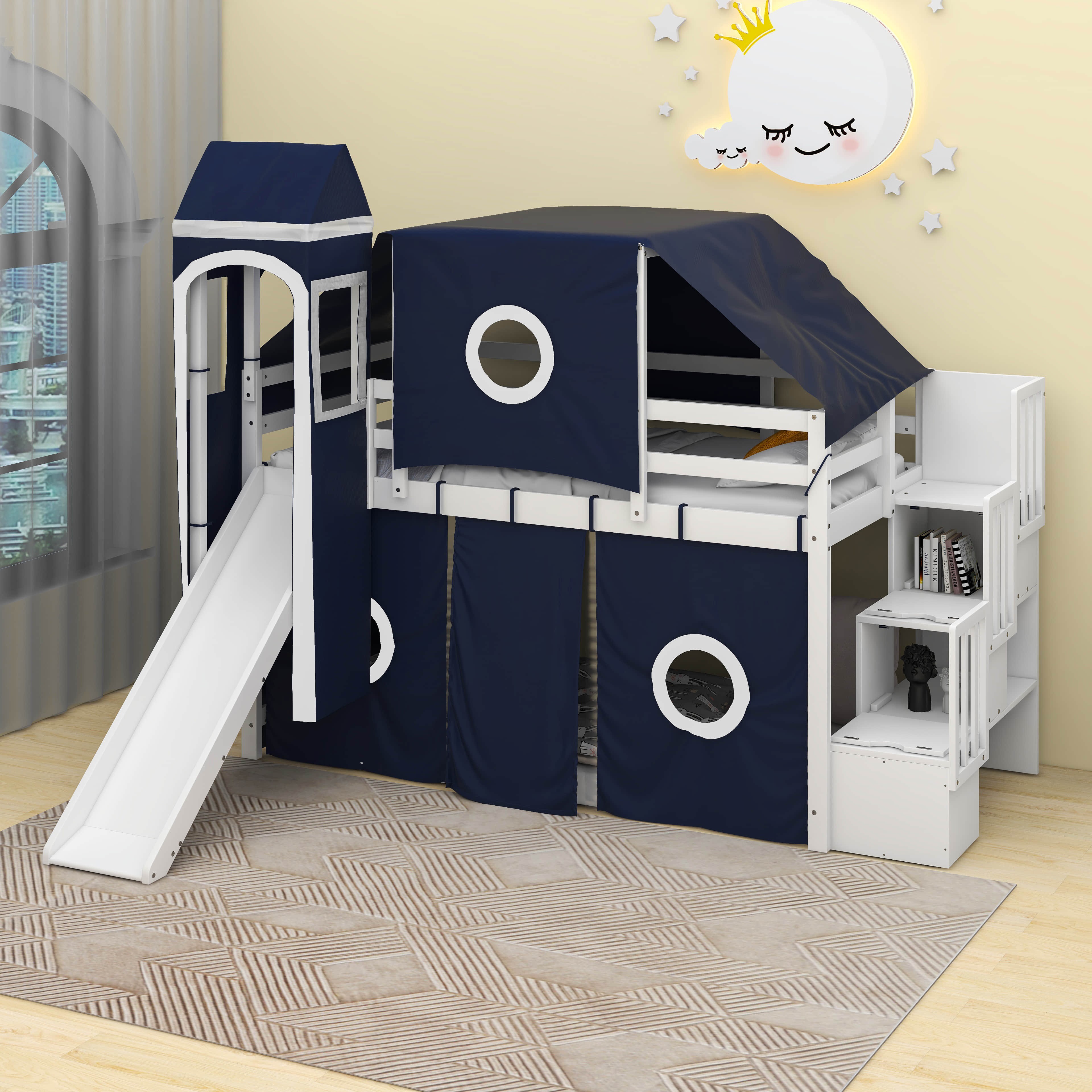 Harper Orchard Abdallah Loft Bed with Tent and Tower Wayfair