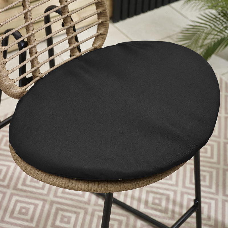 Alpizar Natural Rattan Garden Bar Chair and Table Set for Modern Boho Patio, Black