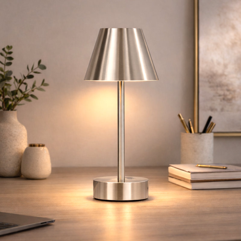 Brushed Nickel Rechargeable LED Table Lamp