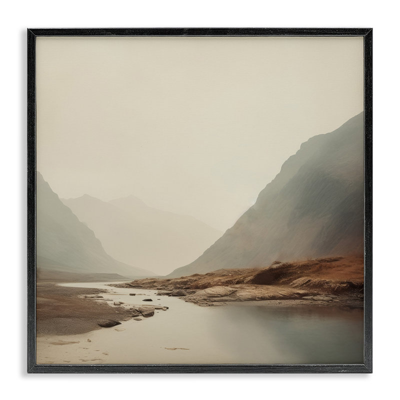 Falaises au-dessus d'un ruisseau sinueux, Giclée encadrée noir minuit, H 12 po x l 12 po