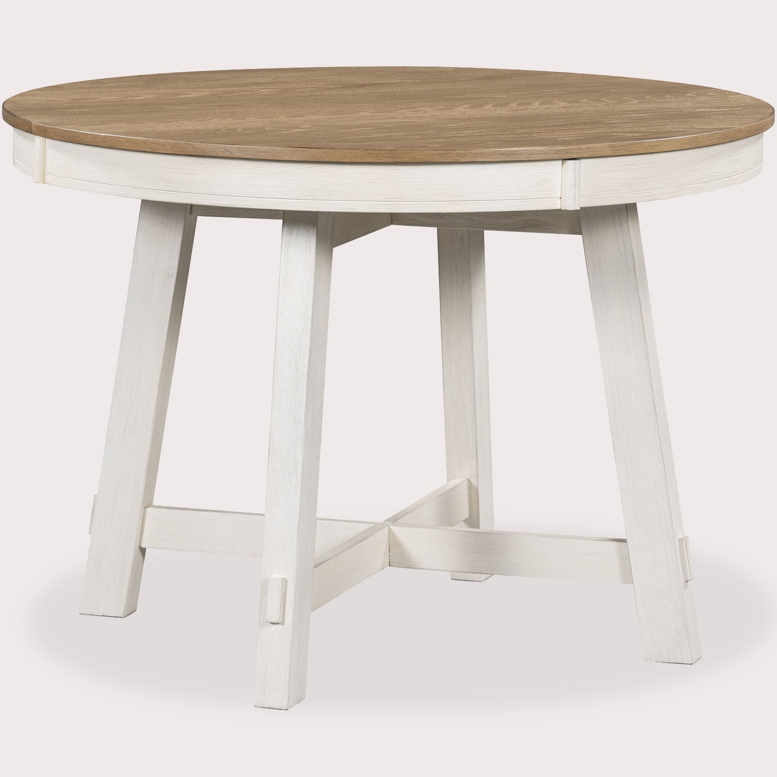 Gracie Oaks Expandable Round Farmhouse Dining Table With 16" Leaf