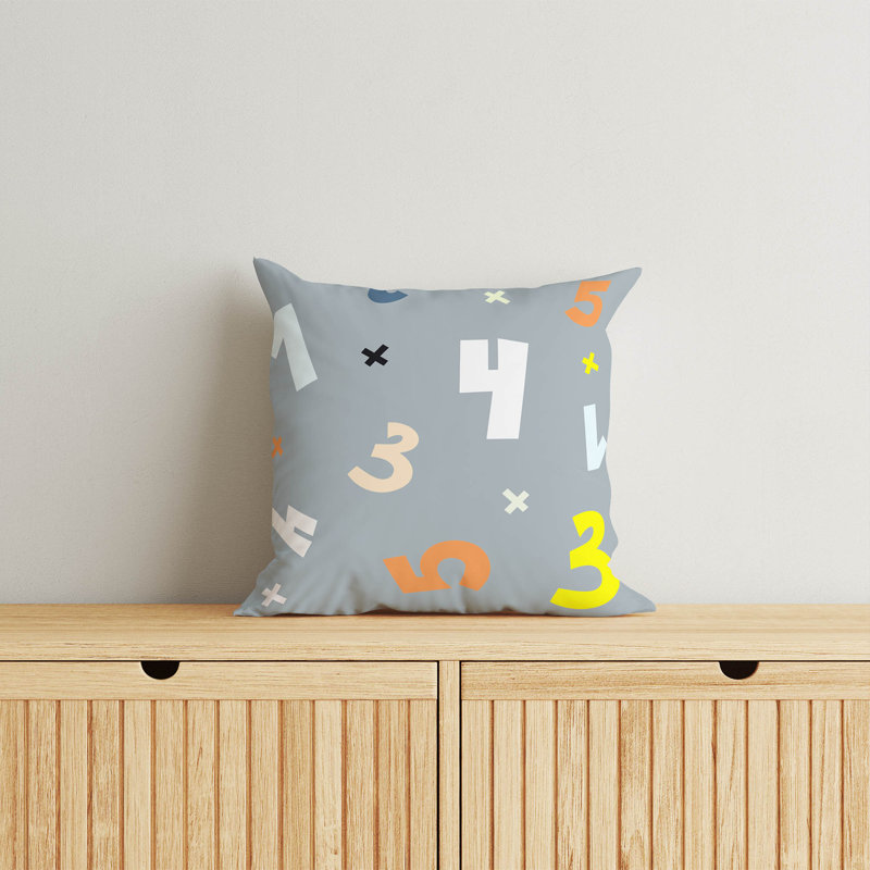 Coussin Numéros, Bleu ardoise / bleu, H 18 po x l 18 po