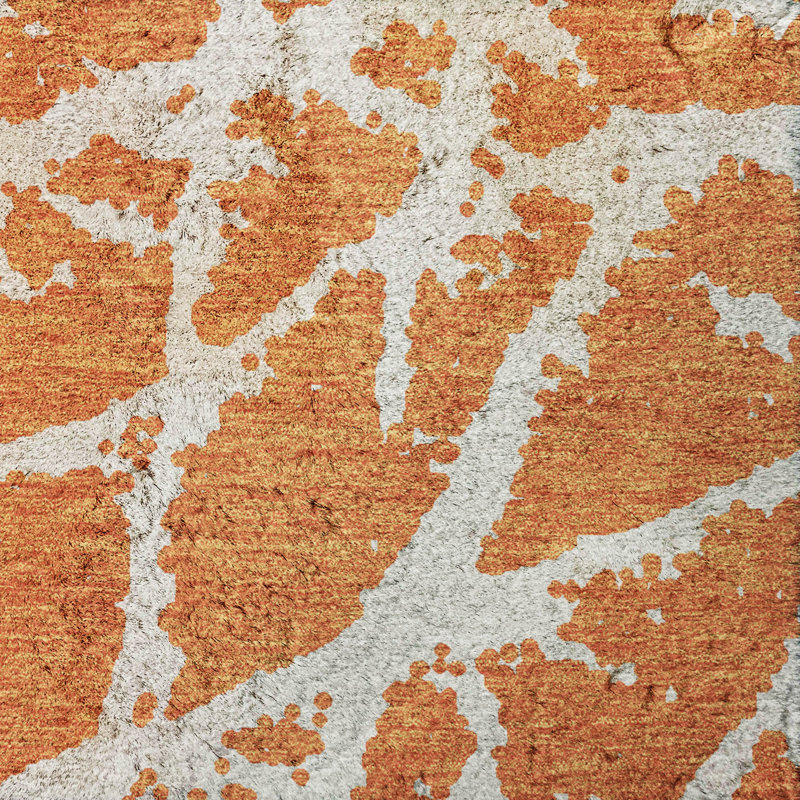 Premium Machine Washable Dream Shag ADS501 Crackle Rug, Orange, 2'6" x 3'10"