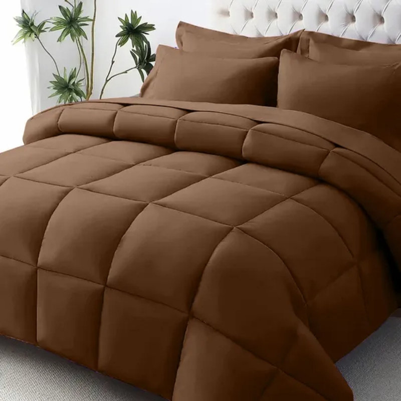 Ensemble de courtepointe brun 3 pièces - Très grand format avec emballage compact