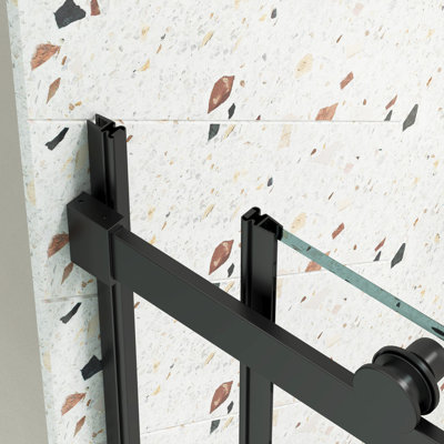 Bathroom Shower Sliding Door - 5/16" Tempered Glass, Matte Black, Leak Design Glass For Easy Clean & Stable