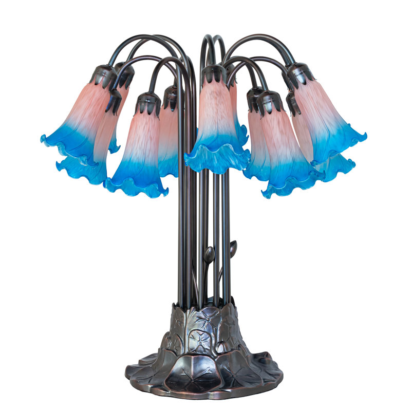Lampe de table 24 lumières lys 24 "Tiffany Pond, 24", Rose / bleu