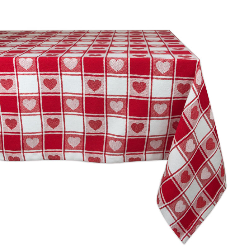 Pigg Woven Hearts Tablecloth, 52" L x 52" W