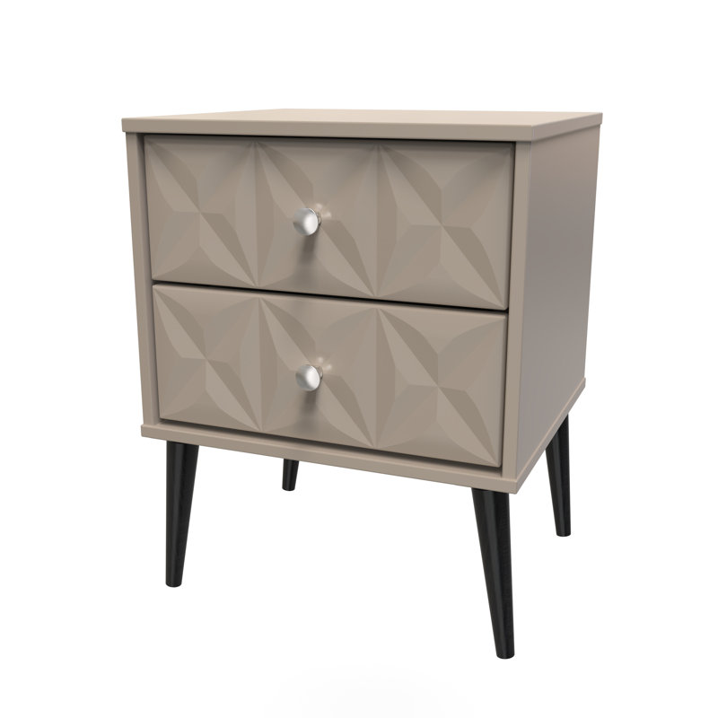 Carnlea 2 Drawer Bedside Cabinet (Ready Assembled), Mushroom Matt